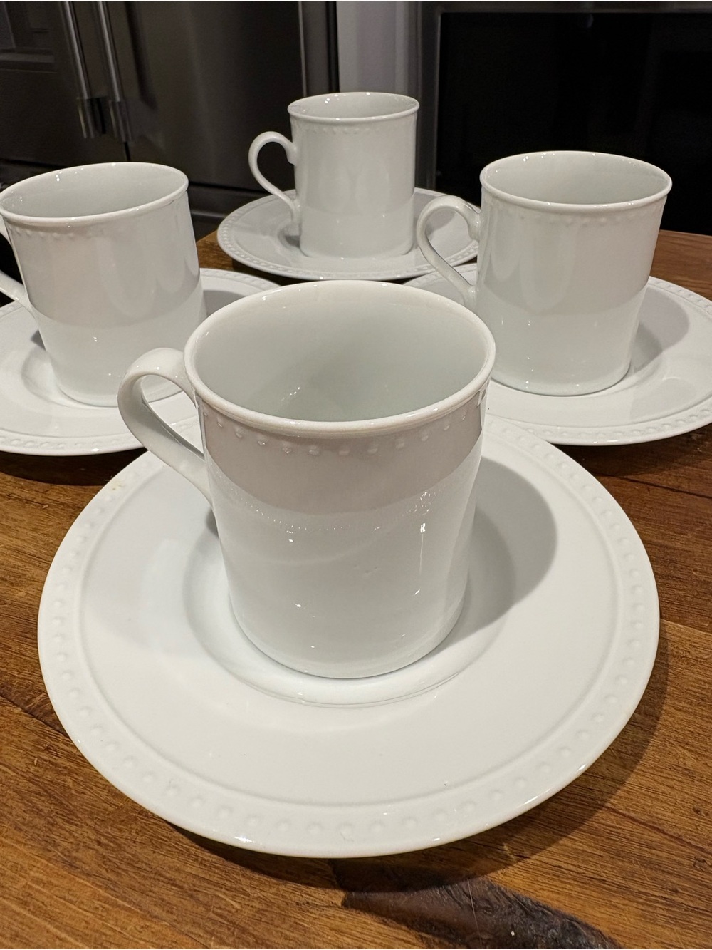 Staccato by Crate & Barrel Flat Cups & Saucers set-4